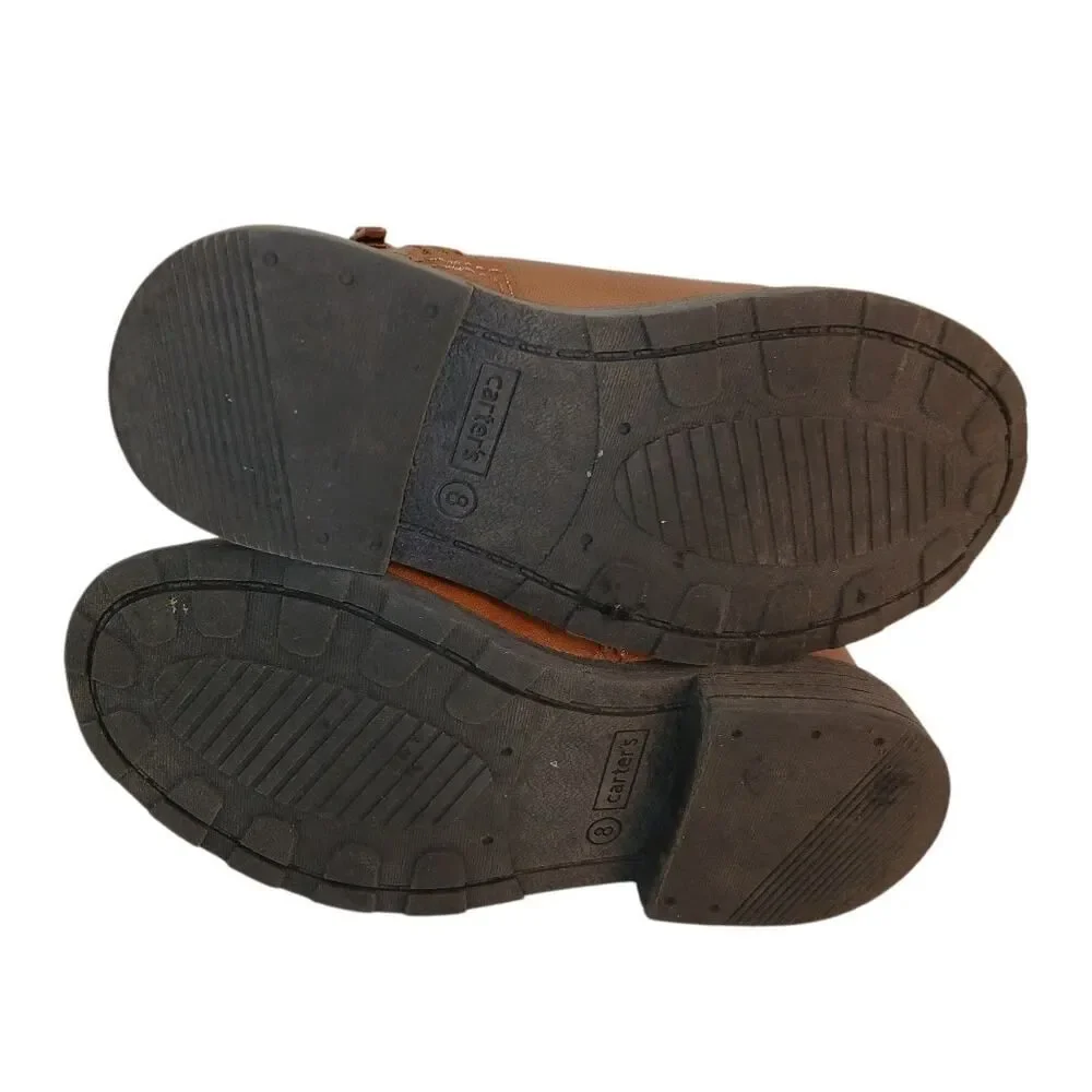 Carter's Toddler Girls Brown Ankle Boots with Heart Buckles - Size 8T